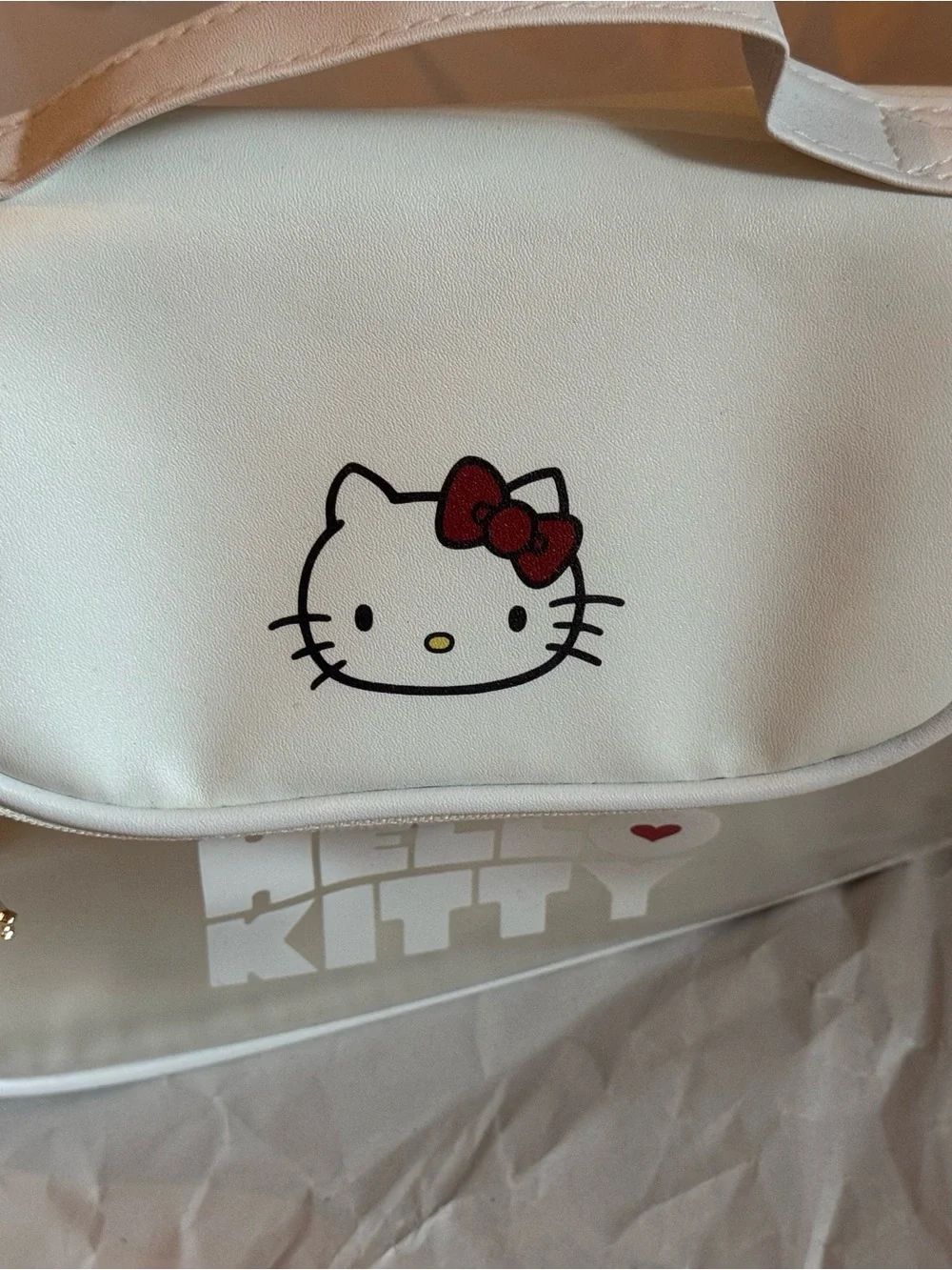 Hello Kitty Cream and White Mesh Cosmetic Pouch